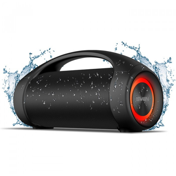 Портативная колонка SVEN PS-370 Black, Bluetooth, водонепроницаемая, 40 Вт RMS, IPx5, поддержка iPad & смартфон Портативная колонка SVEN PS-370 Black, Bluetooth, водонепроницаемая, 40 Вт RMS, IPx5, поддержка iPad & смартфон